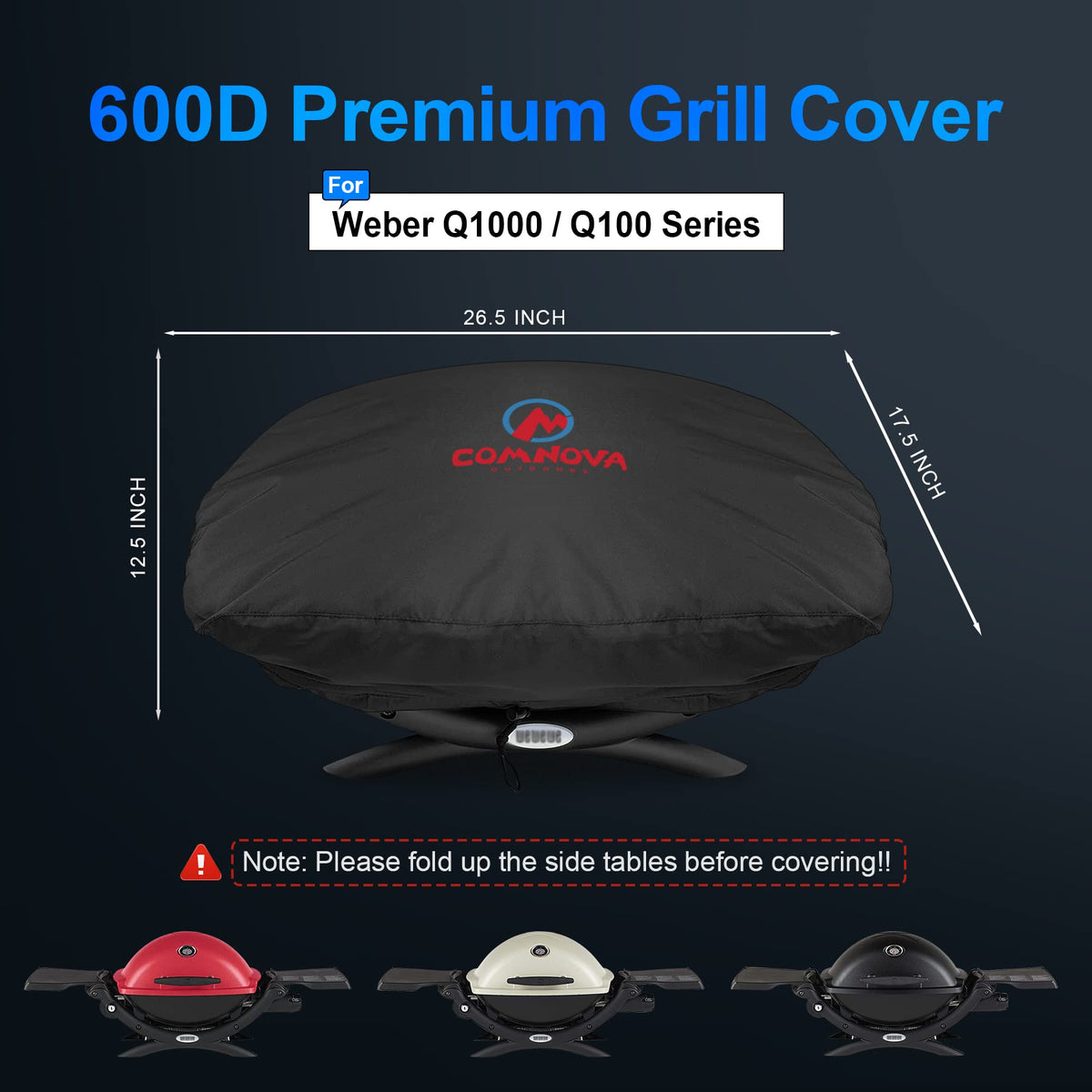 Close-up of adjustable cord on Comnova Q Series grill cover locks in place
