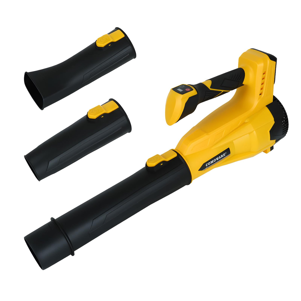 COMOWARE cordless leaf blower assembly for easy setup and versatile yard cleaning.