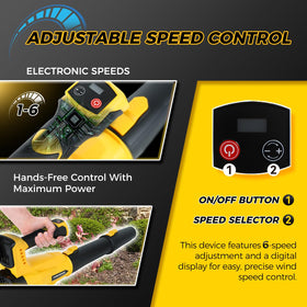 COMOWARE replaceable nozzles for targeted air flow on leaves and debris.