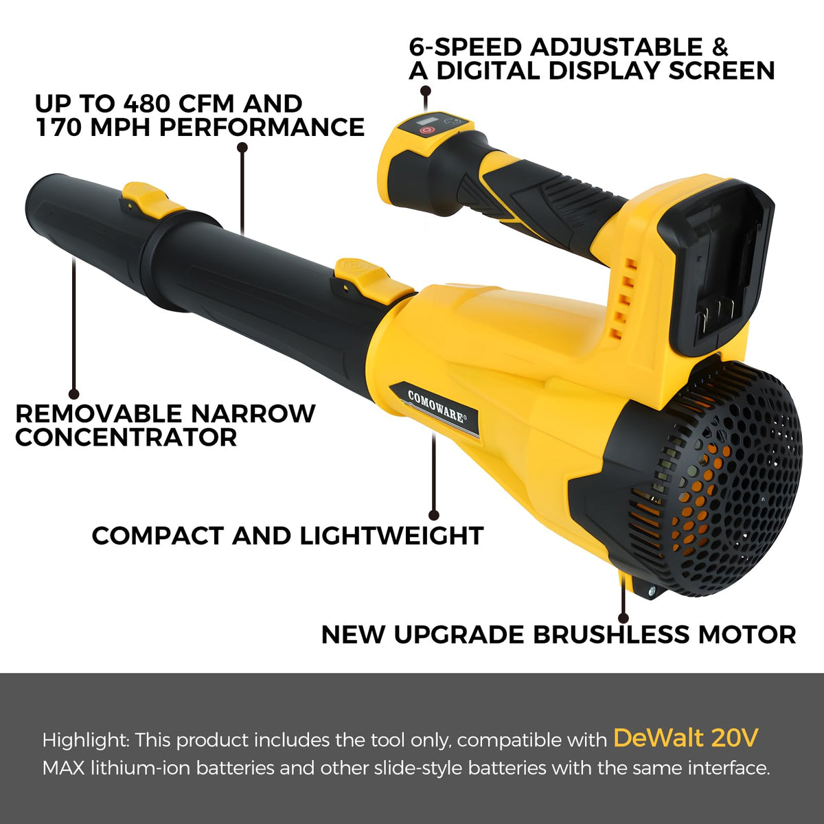 COMOWARE round nozzle concentrates air for tight spots.