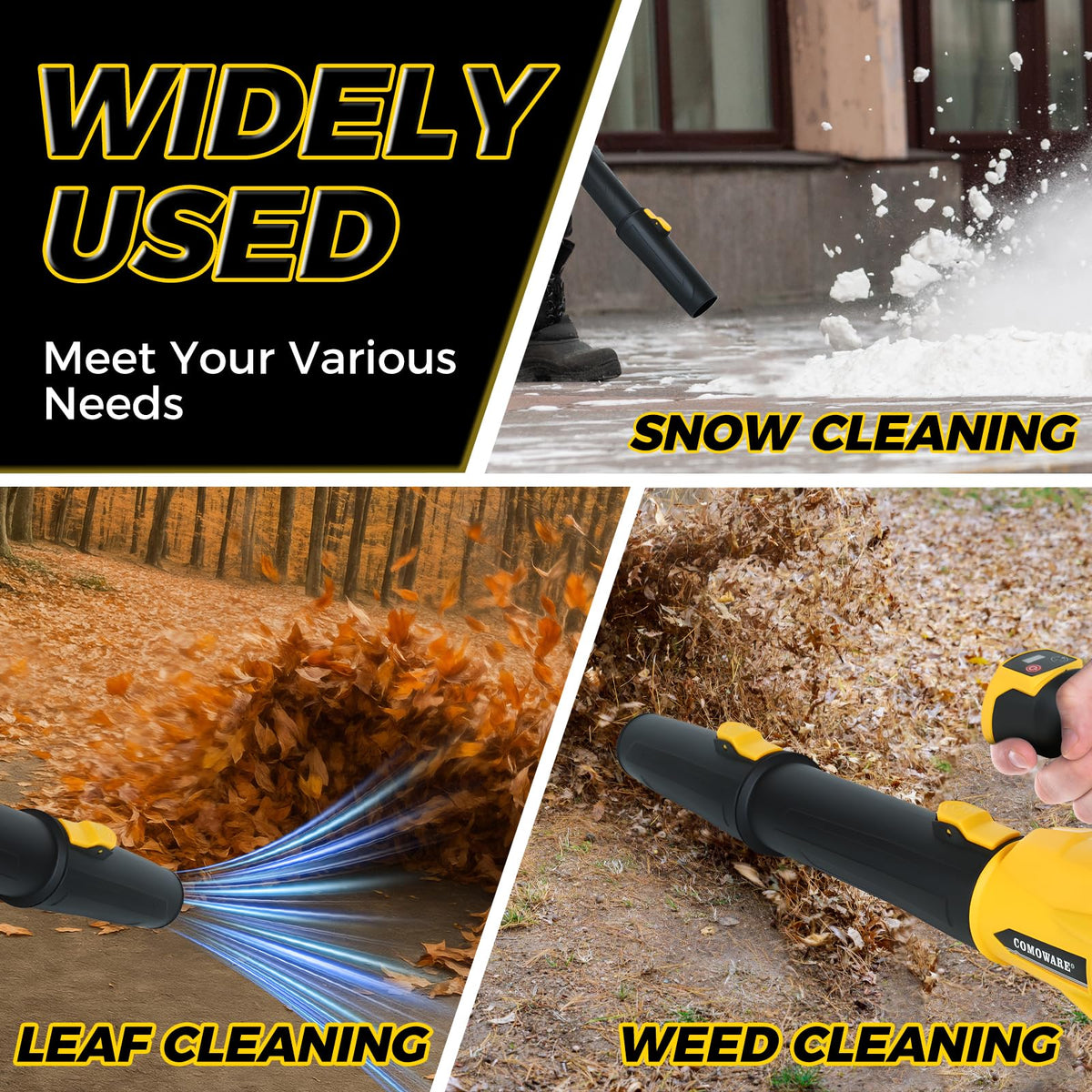 COMOWARE wide flat nozzle covers large areas quickly.