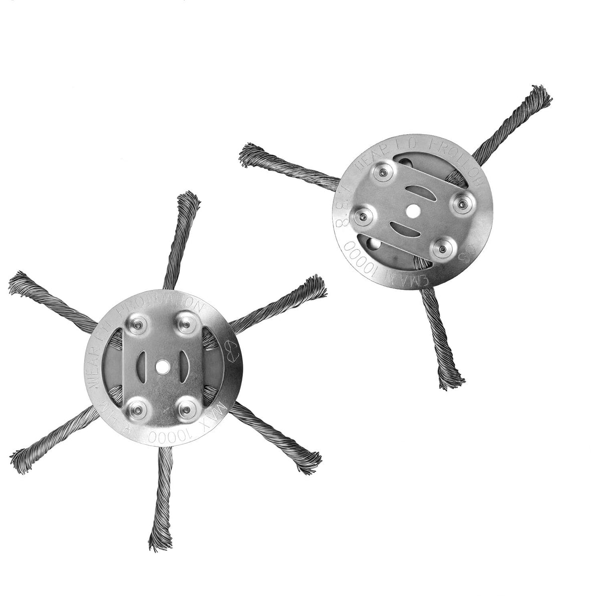 Compensai steel wire trimmer head front view highlights lightweight design for easier mowing
