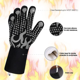 Comsmart BBQ Gloves feature aramid fiber for durable heat resistance
