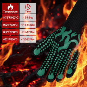 Comsmart BBQ Gloves on the grill demonstrating non-slip grip