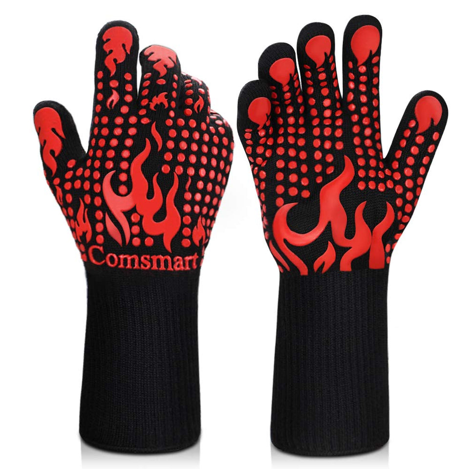 Comsmart BBQ Gloves showcase heat resistance up to 1472°F for grilling.