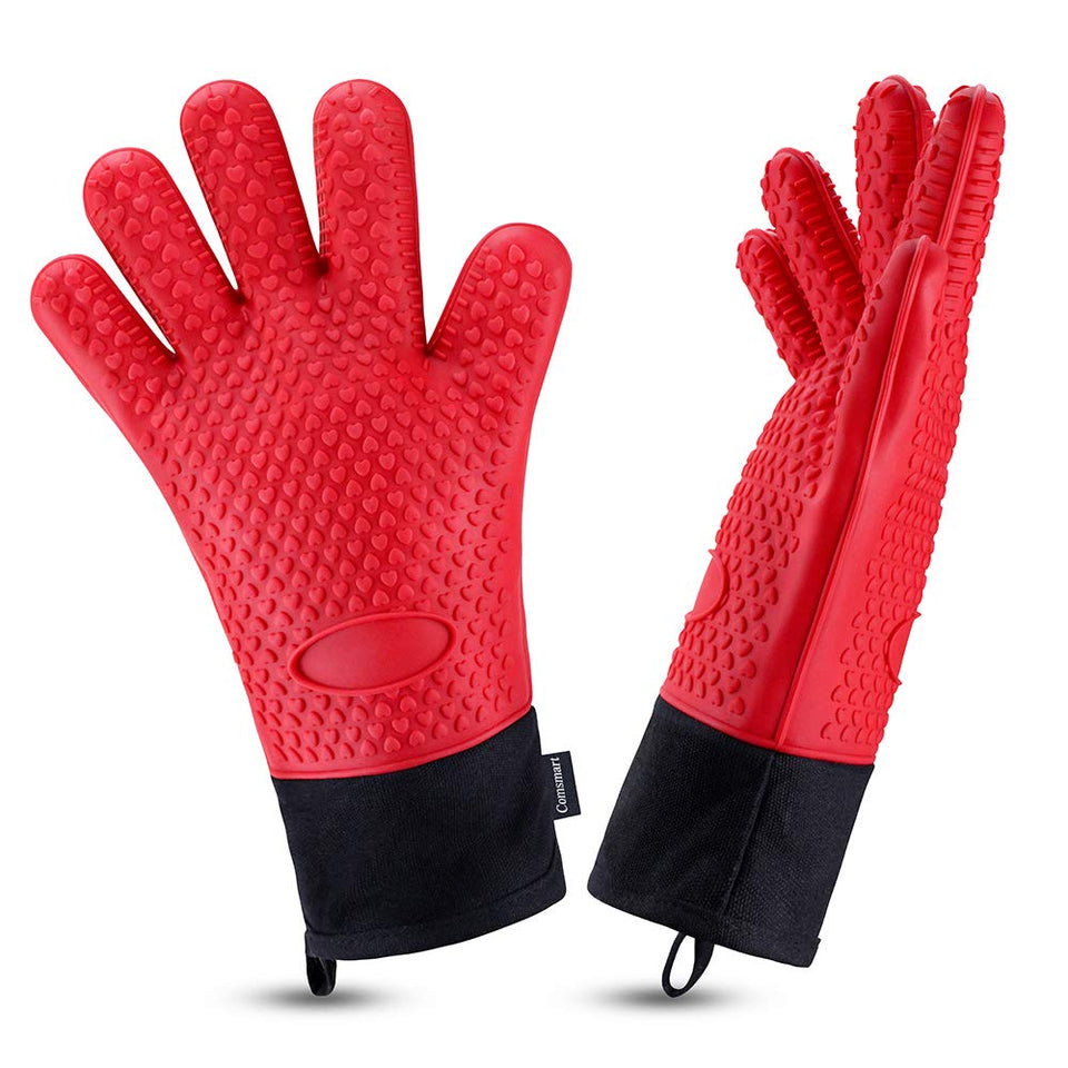 Comsmart BBQ Gloves with heat-resistant silicone exterior for safe grilling.