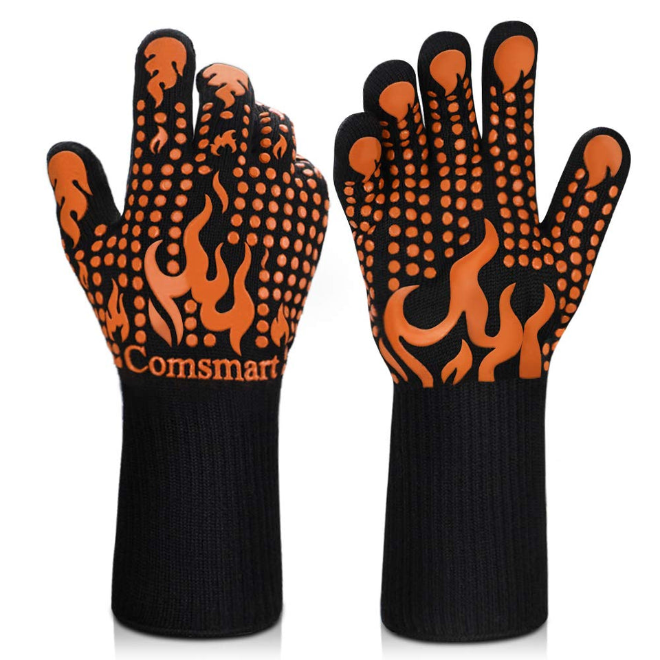 Comsmart BBQ gloves provide high-heat protection up to 1472°F for grilling.