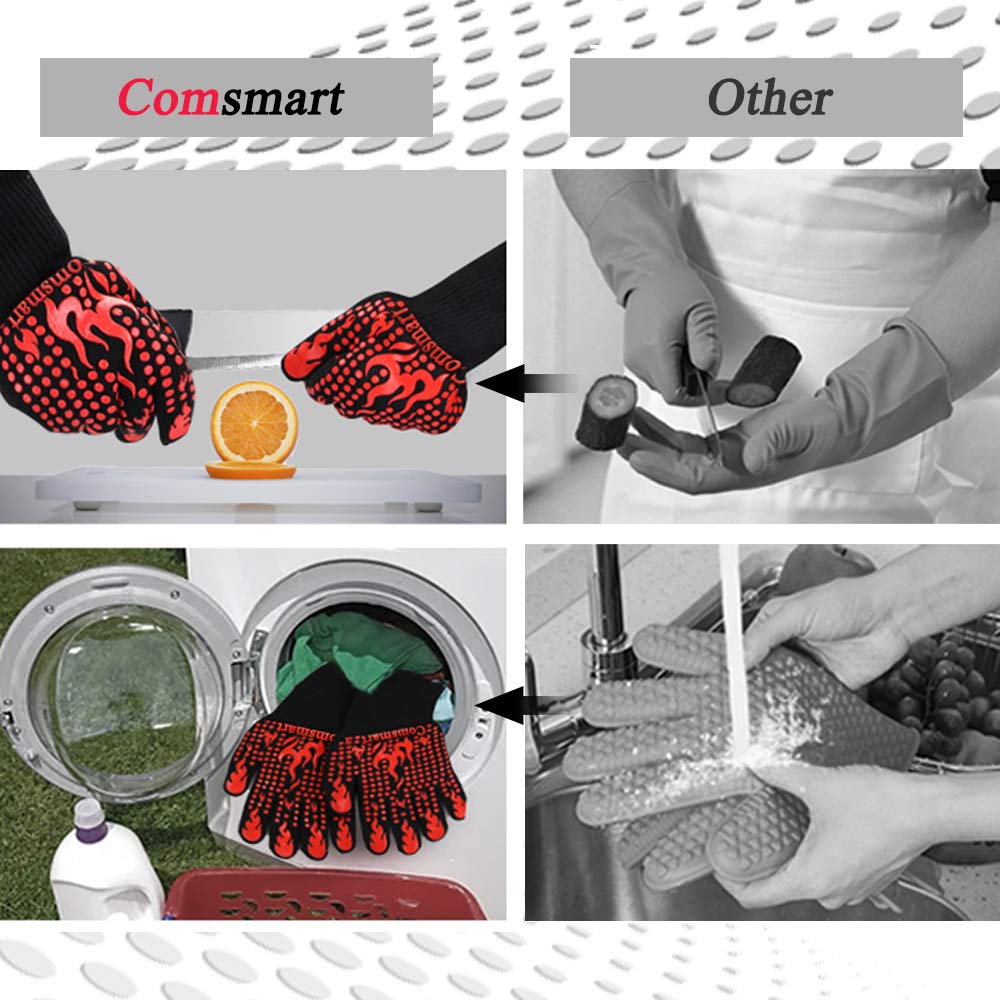 Comsmart BBQ gloves machine-washable design simplifies cleanup after grilling.