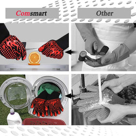 Comsmart BBQ gloves machine-washable design simplifies cleanup after grilling.
