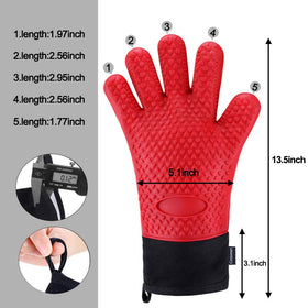 Comsmart BBQ Gloves have a non-slip heart pattern for secure grip.