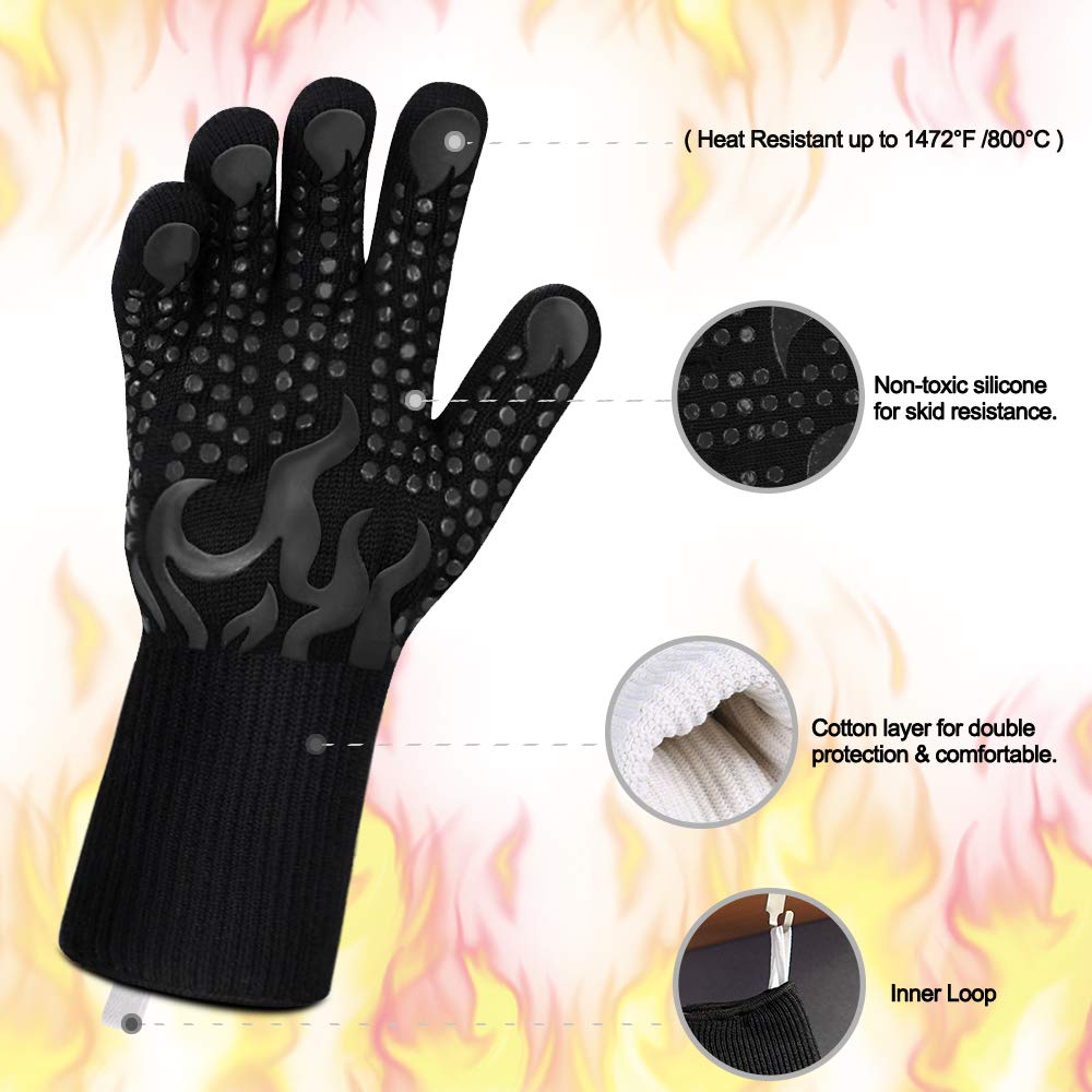 Comsmart BBQ gloves with soft polyester-cotton lining provide comfortable wear