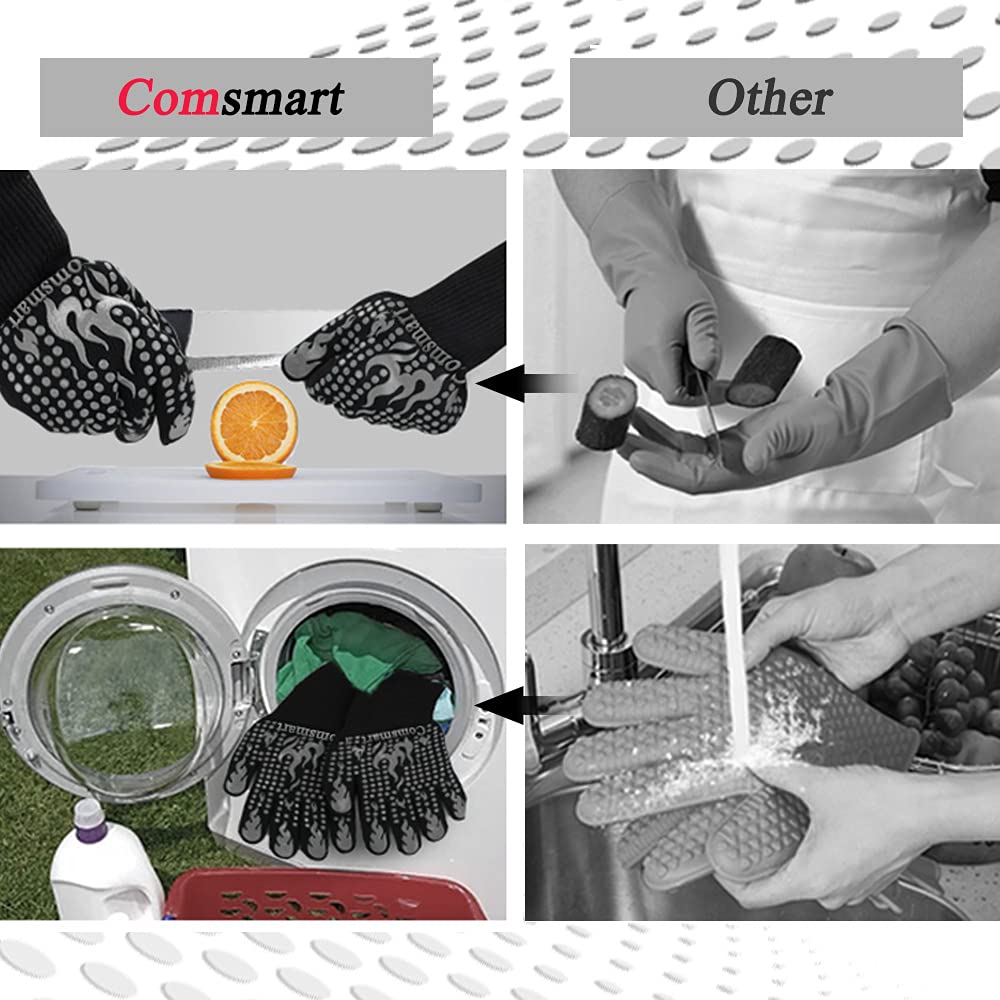 Comsmart BBQ Gloves polyester-cotton lining keeps hands comfortable