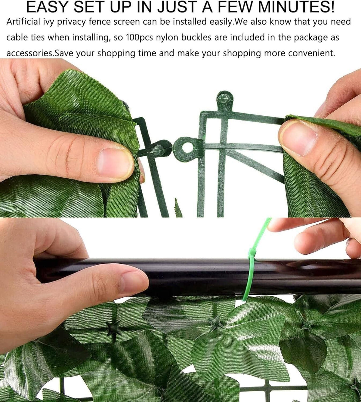 Comtelek ivy fence panel 12-piece system for flexible privacy