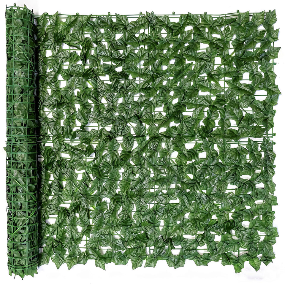 Comtelek privacy fence screen with ivy closeup for balcony privacy