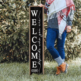 Comurdyo Welcome-ish Sign large wood black adds modern rustic style