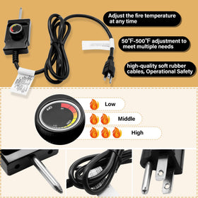 Adjustable thermostat cord controller enables precise heat tuning for recipes.