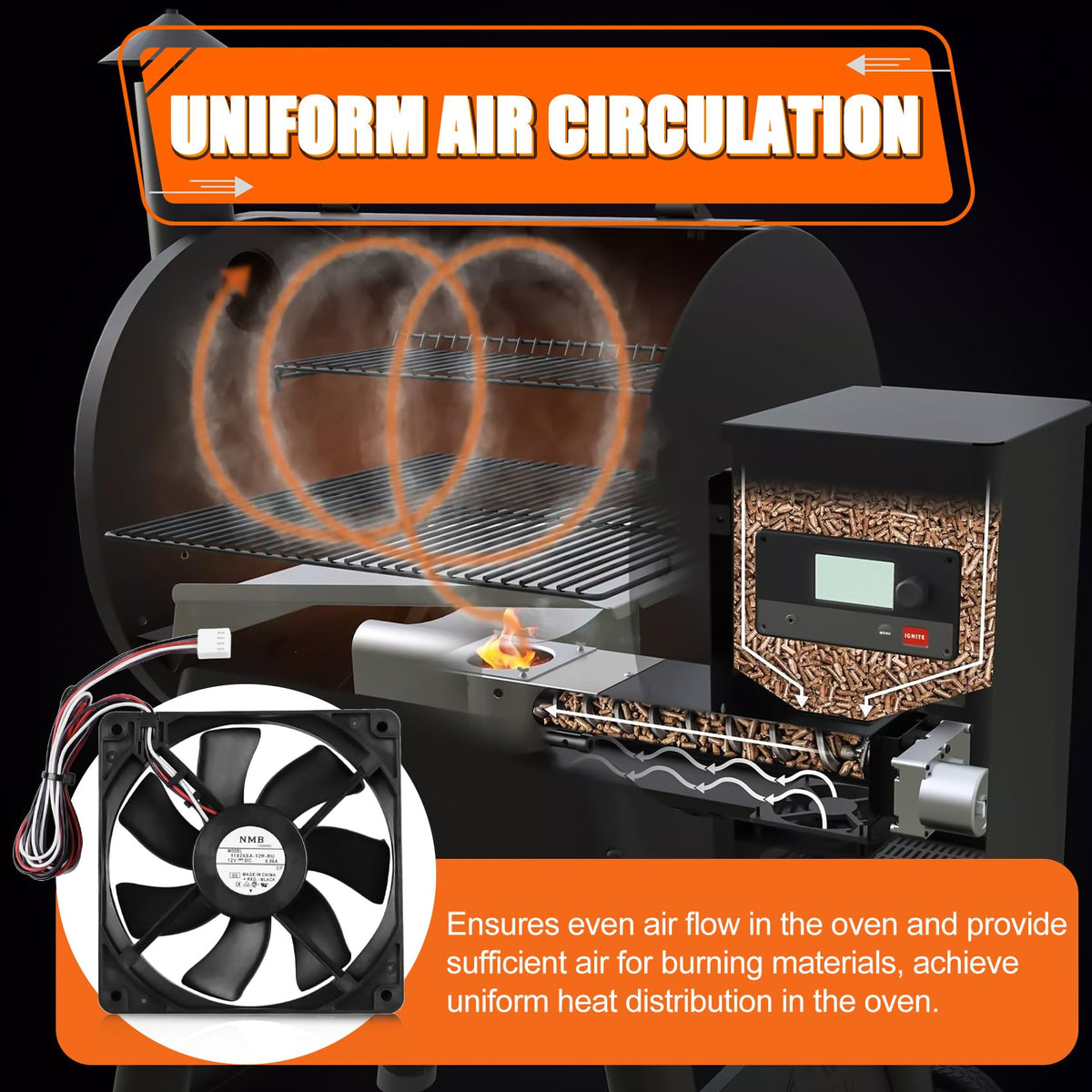 COMVIEE induction fan for Ironwood 650/885 promotes uniform heat.