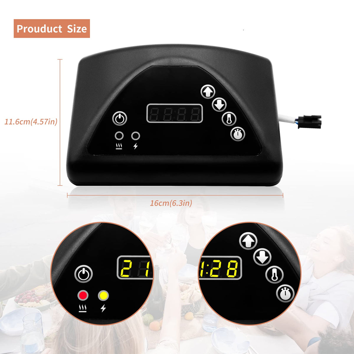 COMVIEE LED display on the control panel provides accurate temperature readings for Masterbuilt.