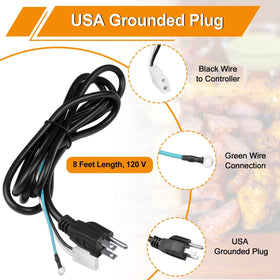 COMVIEE PVC power cord with durable construction for outdoor grilling.