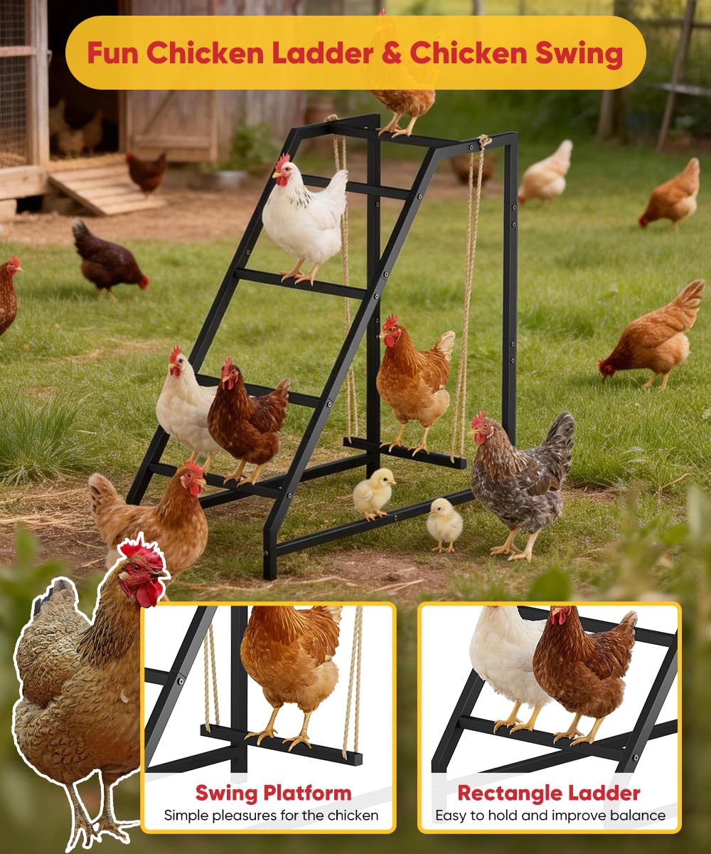 Comzinn metal frame roosting bars highlight durable, weather-resistant design for year-round use.