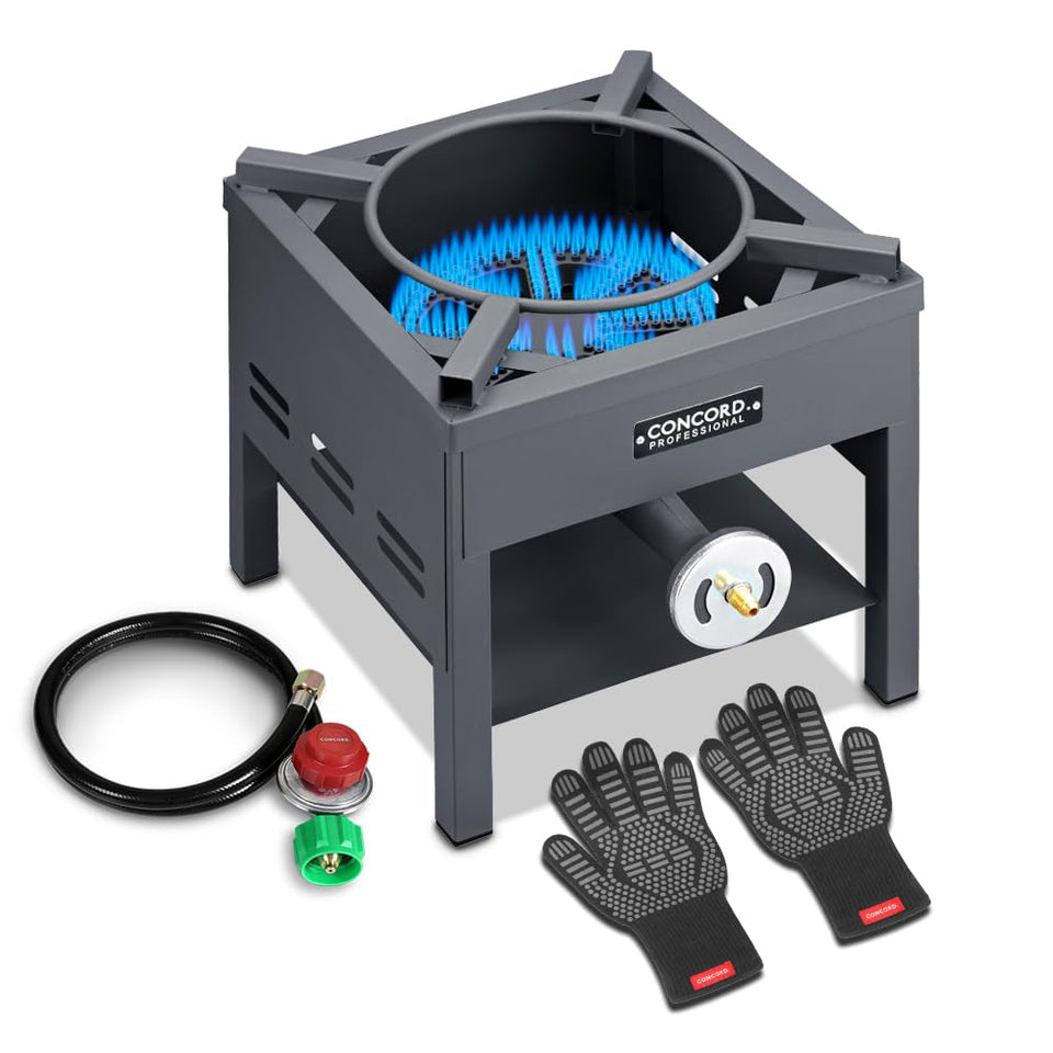 Concord professional 16in stronghold burner top view shows powerful heat for high-temperature cooking.