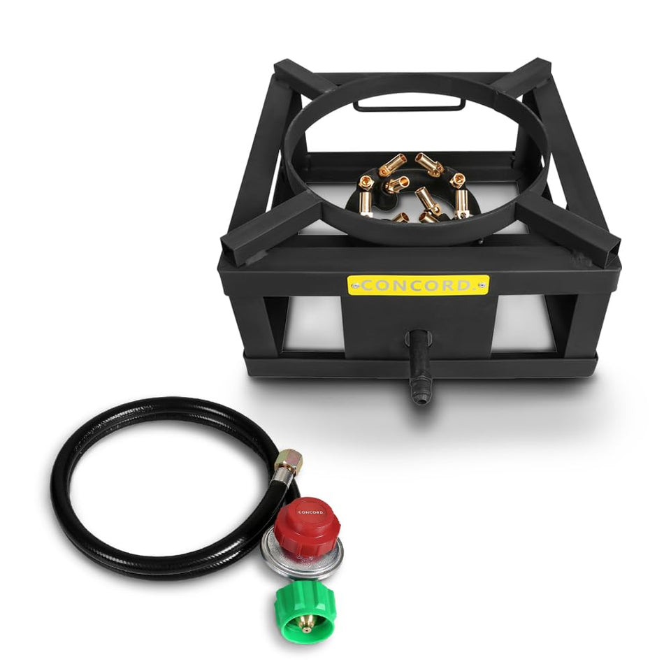 Concord Wok Block 12inch burner heats evenly for quick outdoor stir-fries and meals.