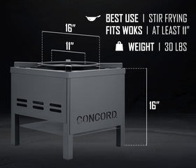 Concord wok-in-burner-action captures fast flames ideal for high-heat searing and tossing.