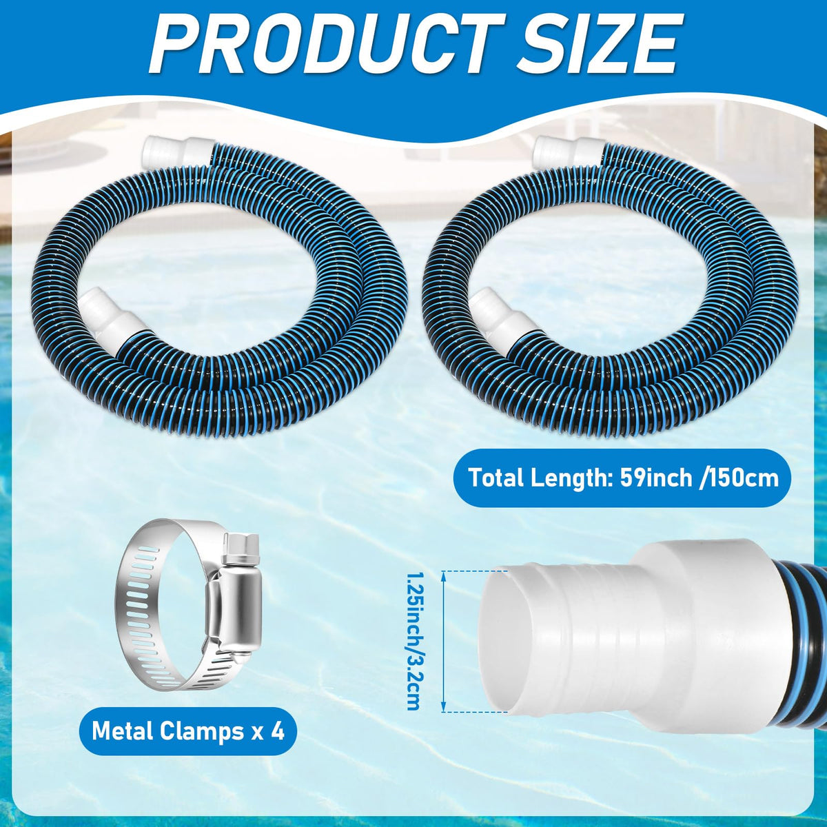 Conderyang 2-pack metal clamps secure connections for leak-free operation.