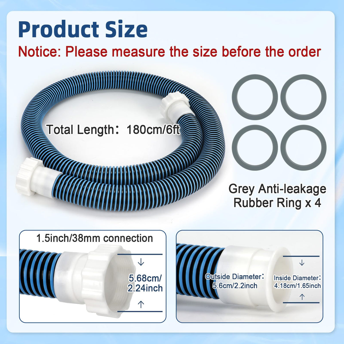 Conderyang 40mm to 1-1-2in adapter for versatile pump connections.