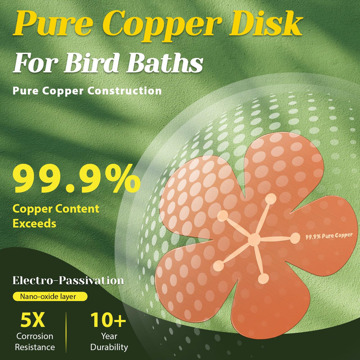 Conderyang bird bath disk with flower pattern attracts birds to the garden.