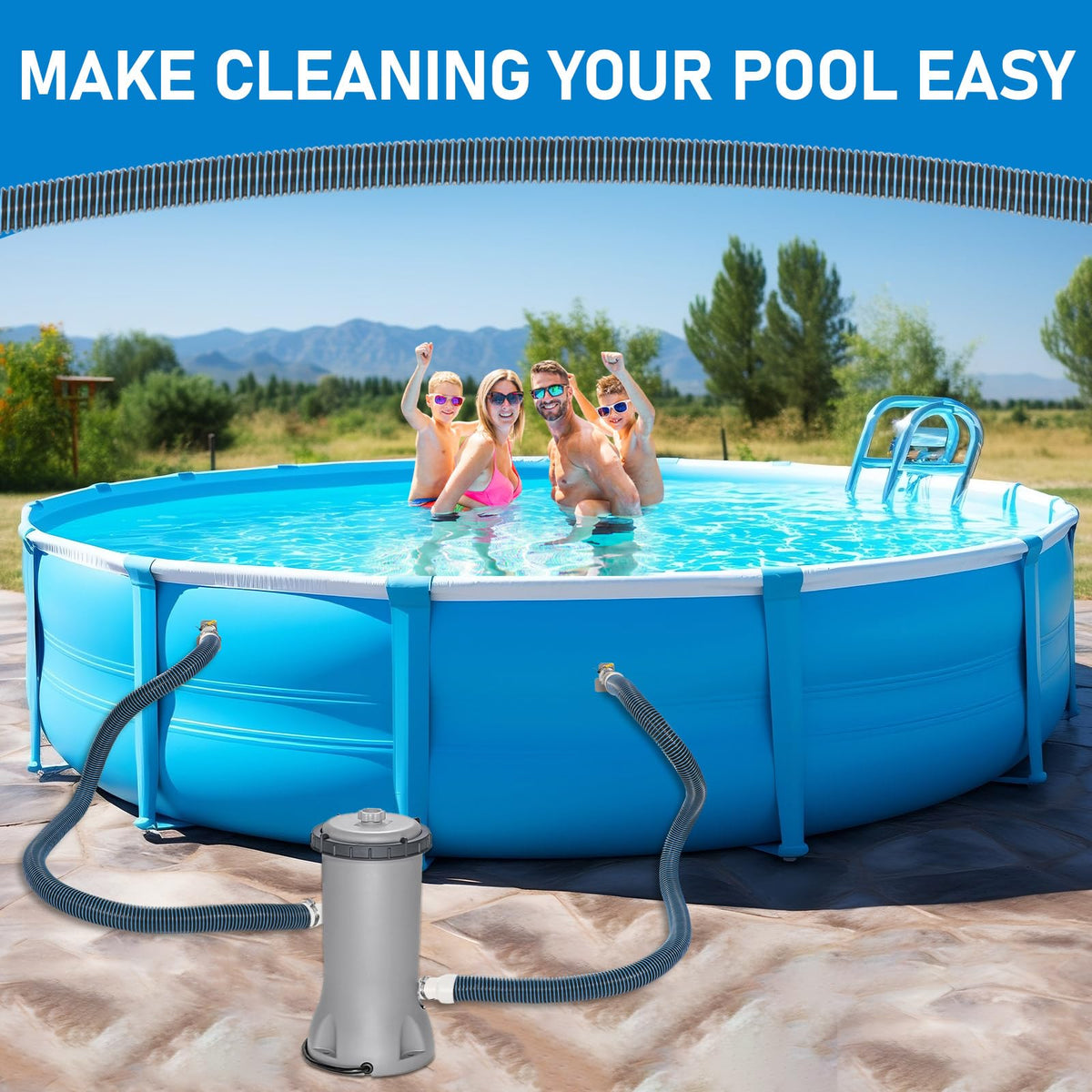 Conderyang compatible with most pool vacuums, pumps, and filters.