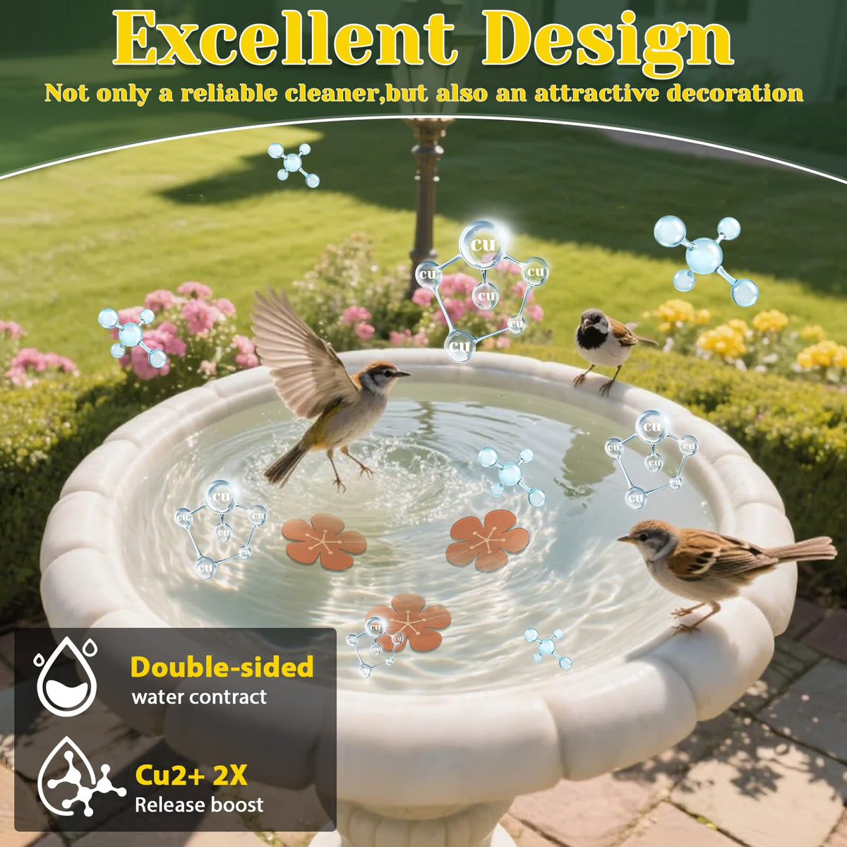 Conderyang decorative copper disk adds aesthetic flair to bird baths and fountains.