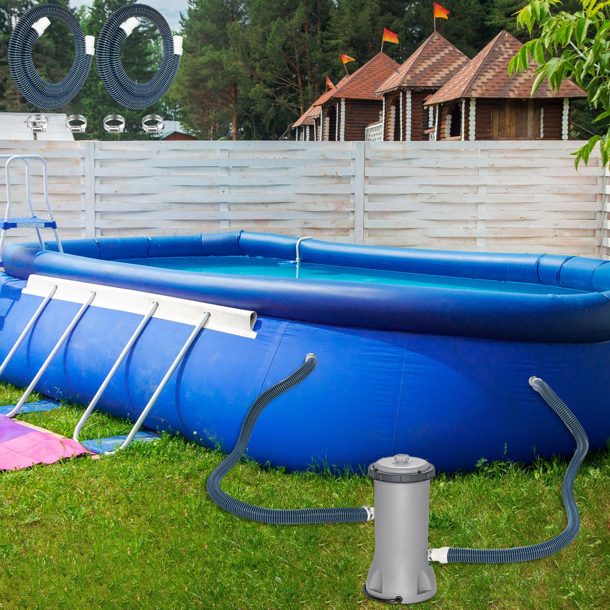 Conderyang lightweight flexible hose enables easy maneuvering around pumps.