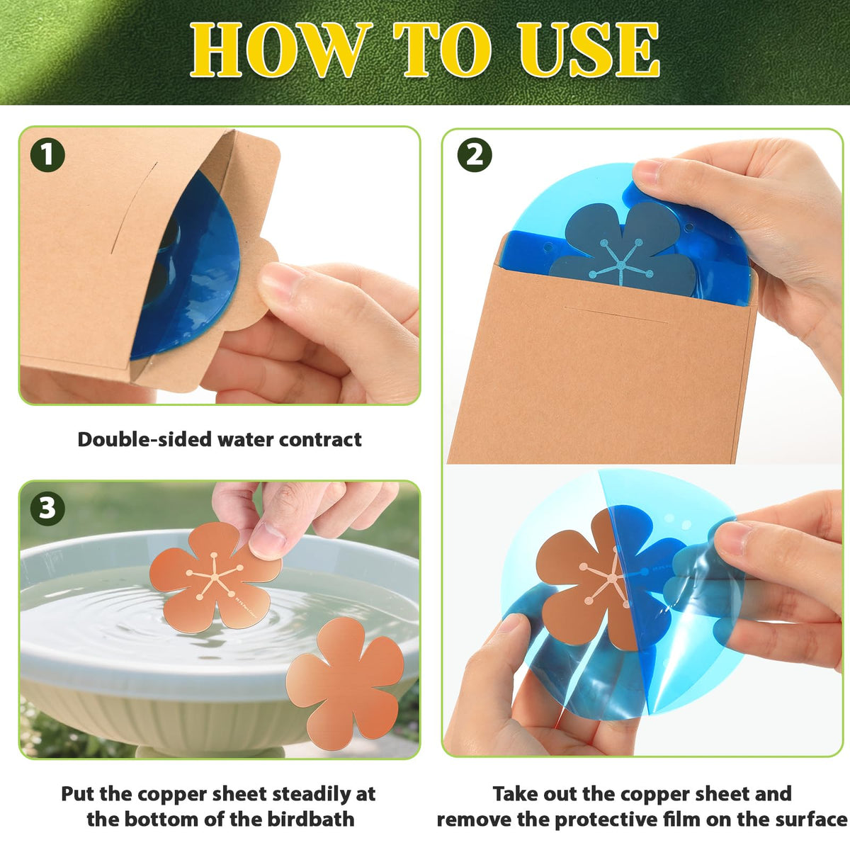 Conderyang bird bath copper disk 3pc demonstrates efficient water purification for outdoor bowls.