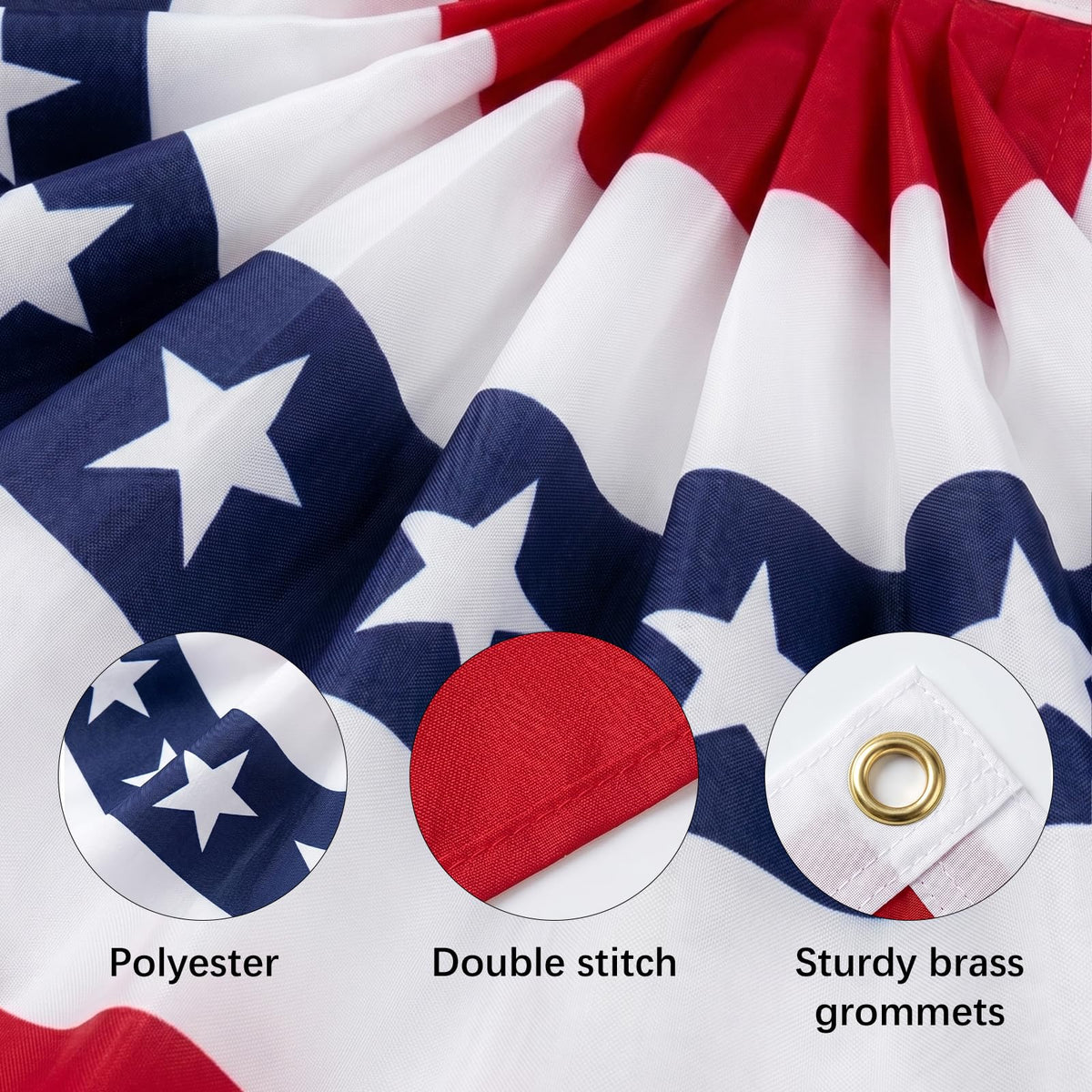 Coneatness 3x6ft patriotic flag with grommets for sturdy hanging and easy setup.