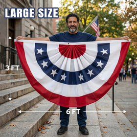 Coneatness USA pleated fan banner, 3x6ft for eye-catching patriotic display.