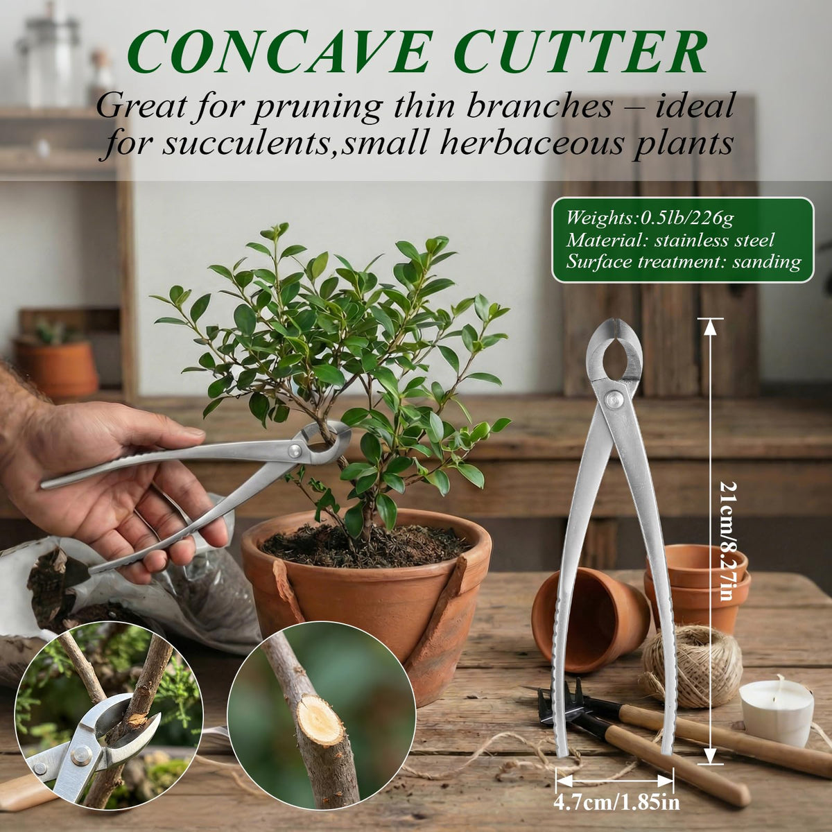 CONFUTURY bonsai tools set diagonal cutter with sharp, clean cuts