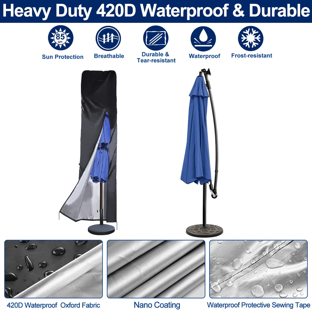 CONFUTURY umbrella cover includes a telescopic hook rod for easy installation.