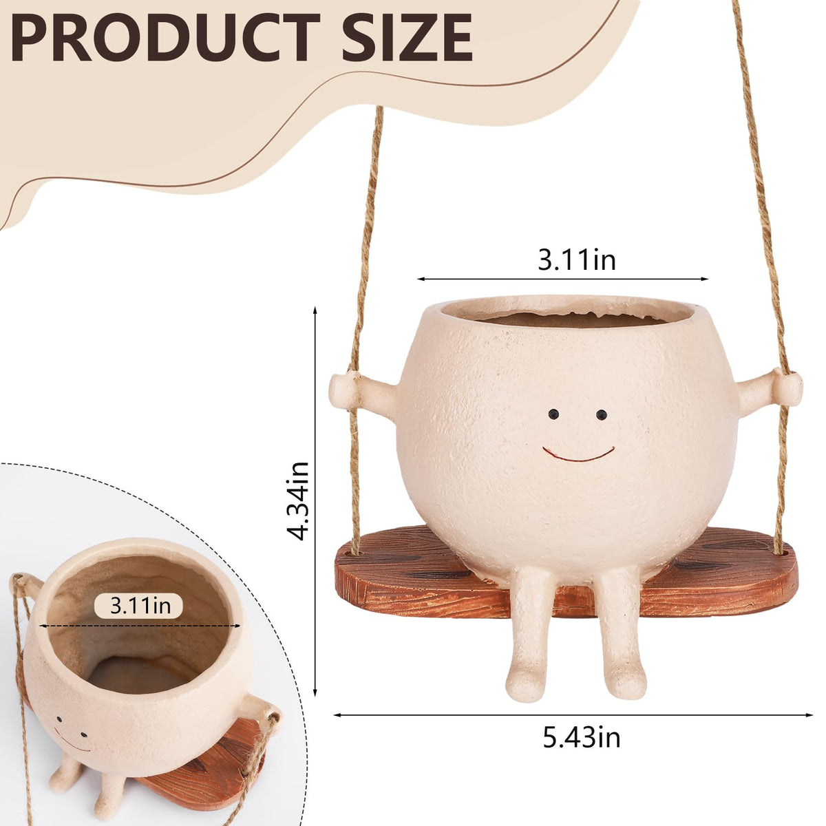 CONNOVA swinging smiley-planter adds whimsical charm to garden décor.