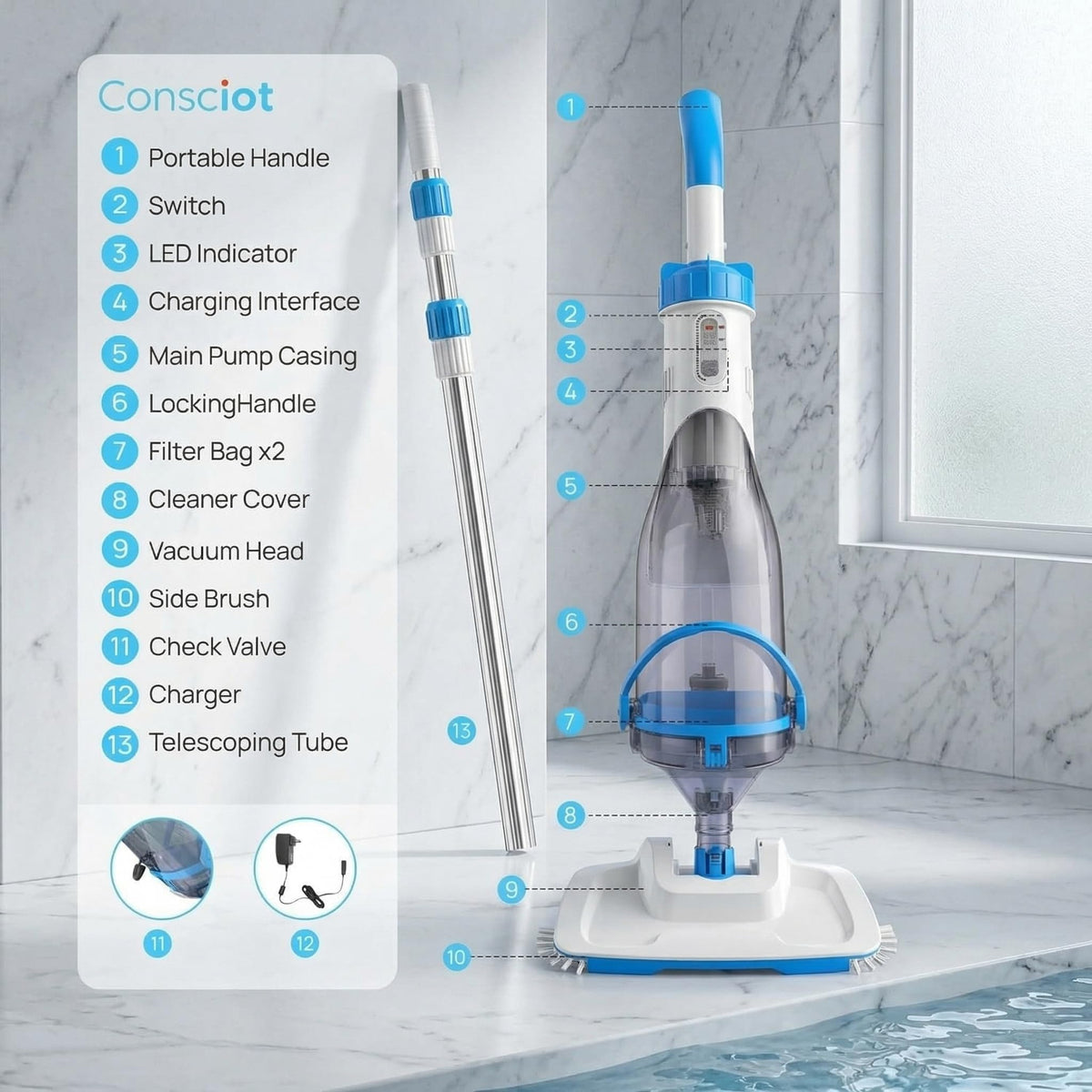 Consciot easy storage after pool sessions for quick access.
