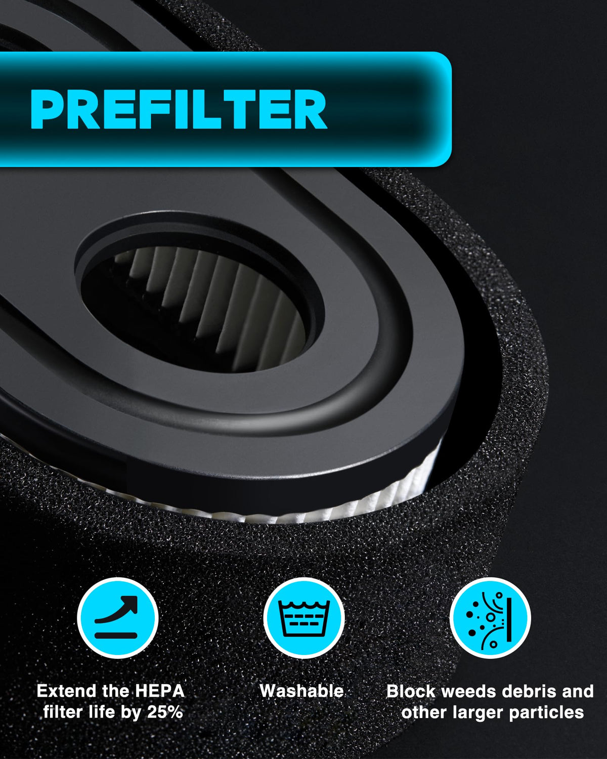 ConsoLife pre-filters close-up trapping large particles
