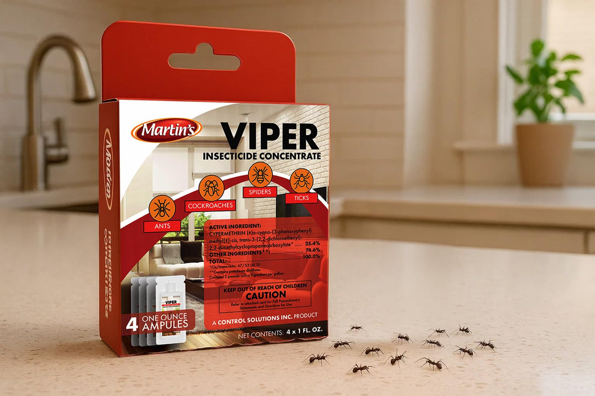 Martins Viper EC spray action for targeted outdoor pest control