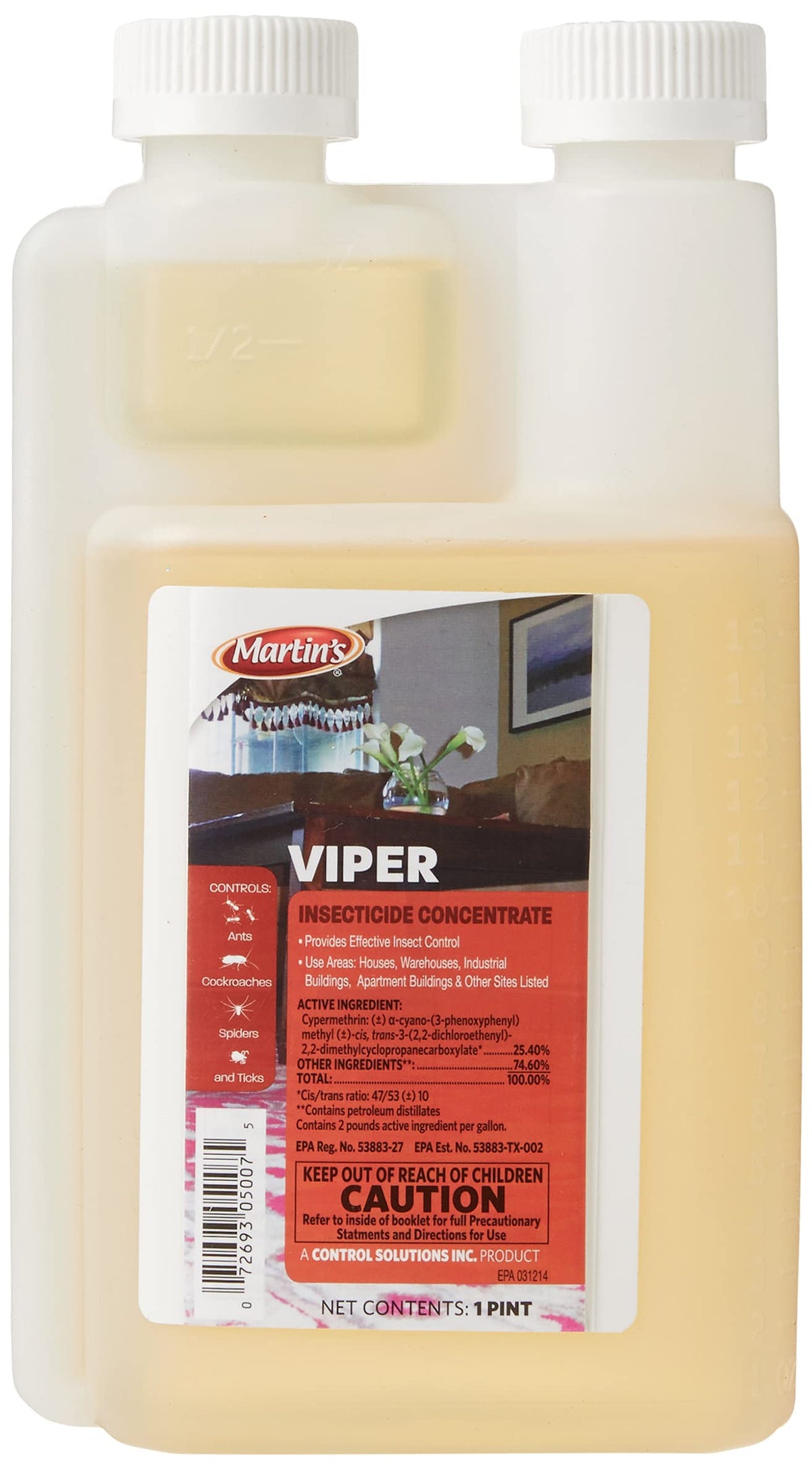 Control Solutions Viper EC insecticide bottle for indoor and outdoor pest control.