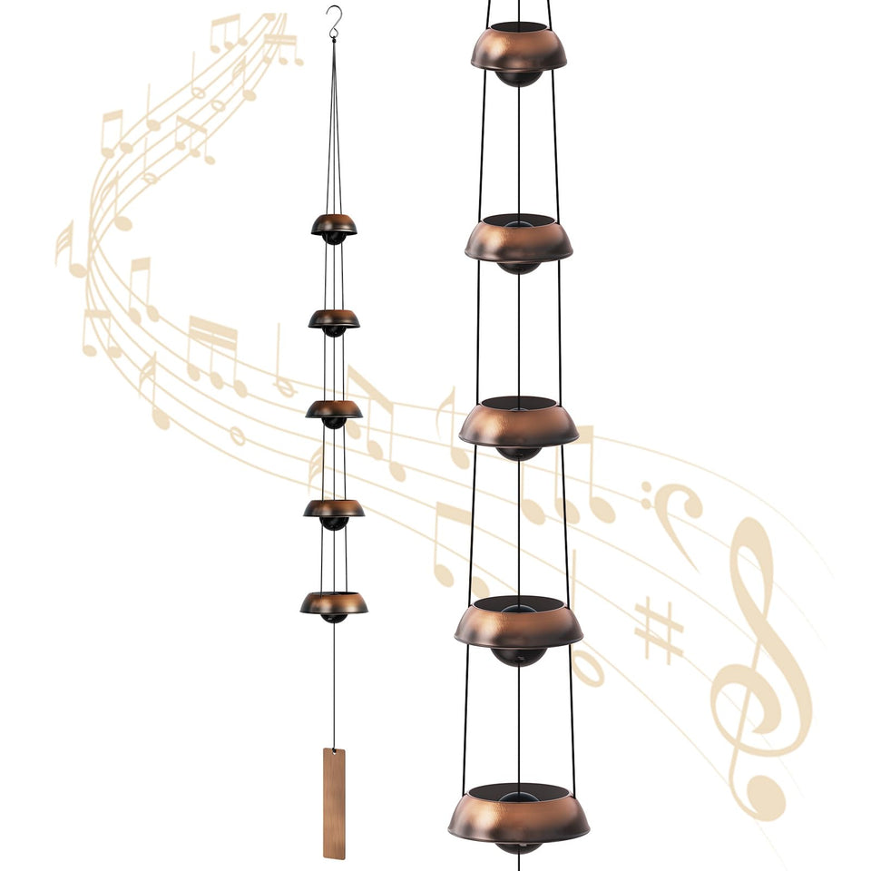 Coobest copper wind chimes 36 inch with five bells for tranquil outdoor ambience