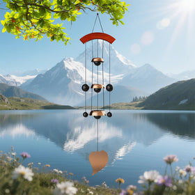 Feng shui inspired chime harmonizes spaces with gentle, reflective tones.