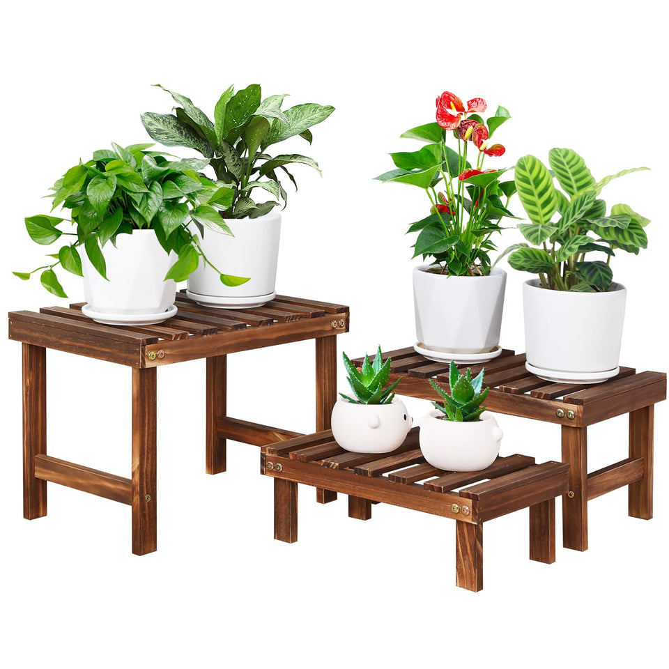 COOGOU 3-tier plant stand side view showing compact corner fit