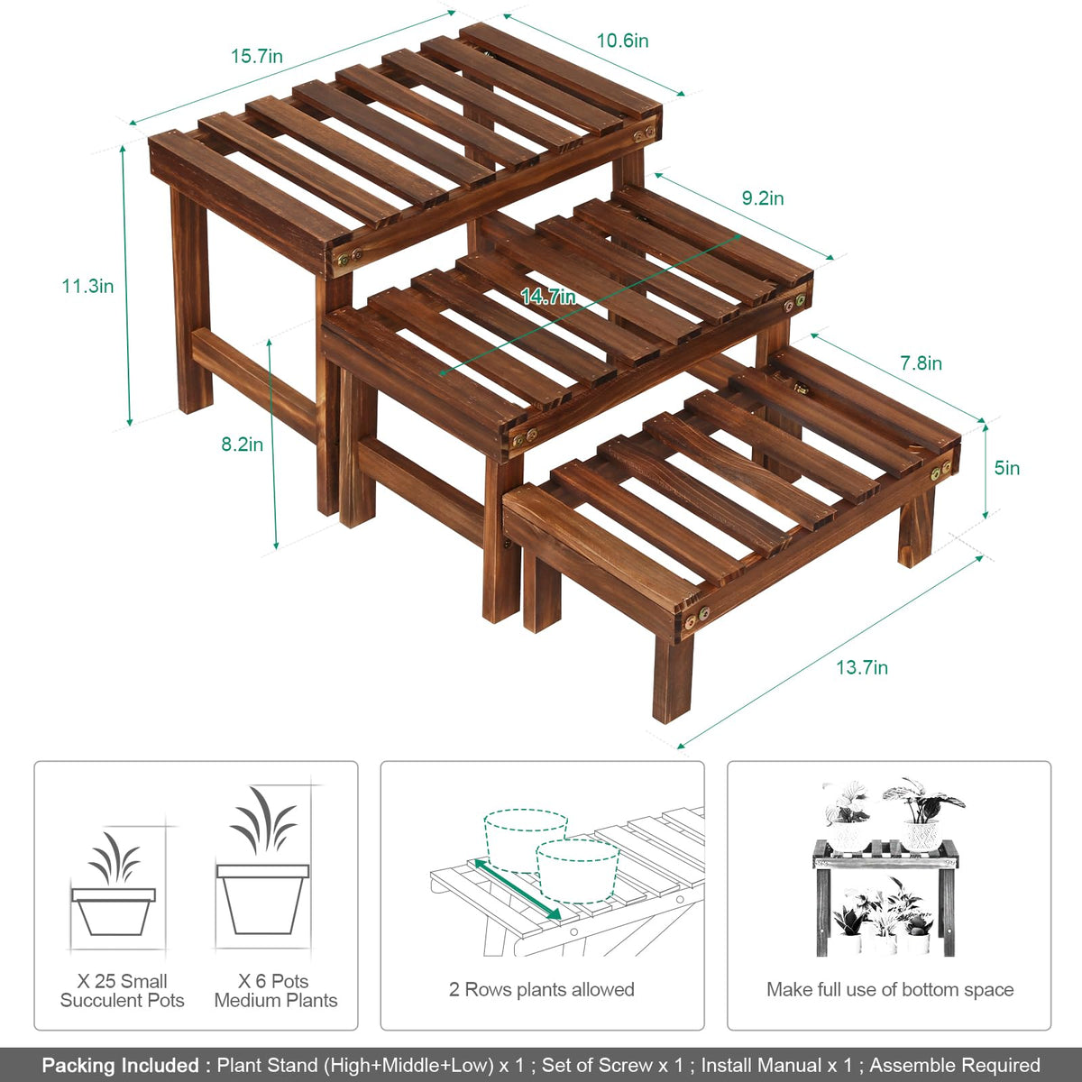 COOGOU 3-tier stand arranged with decorative pots layout