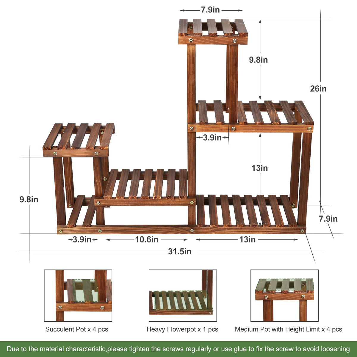 COOGOU plant stand side view highlighting stable base for reliable support