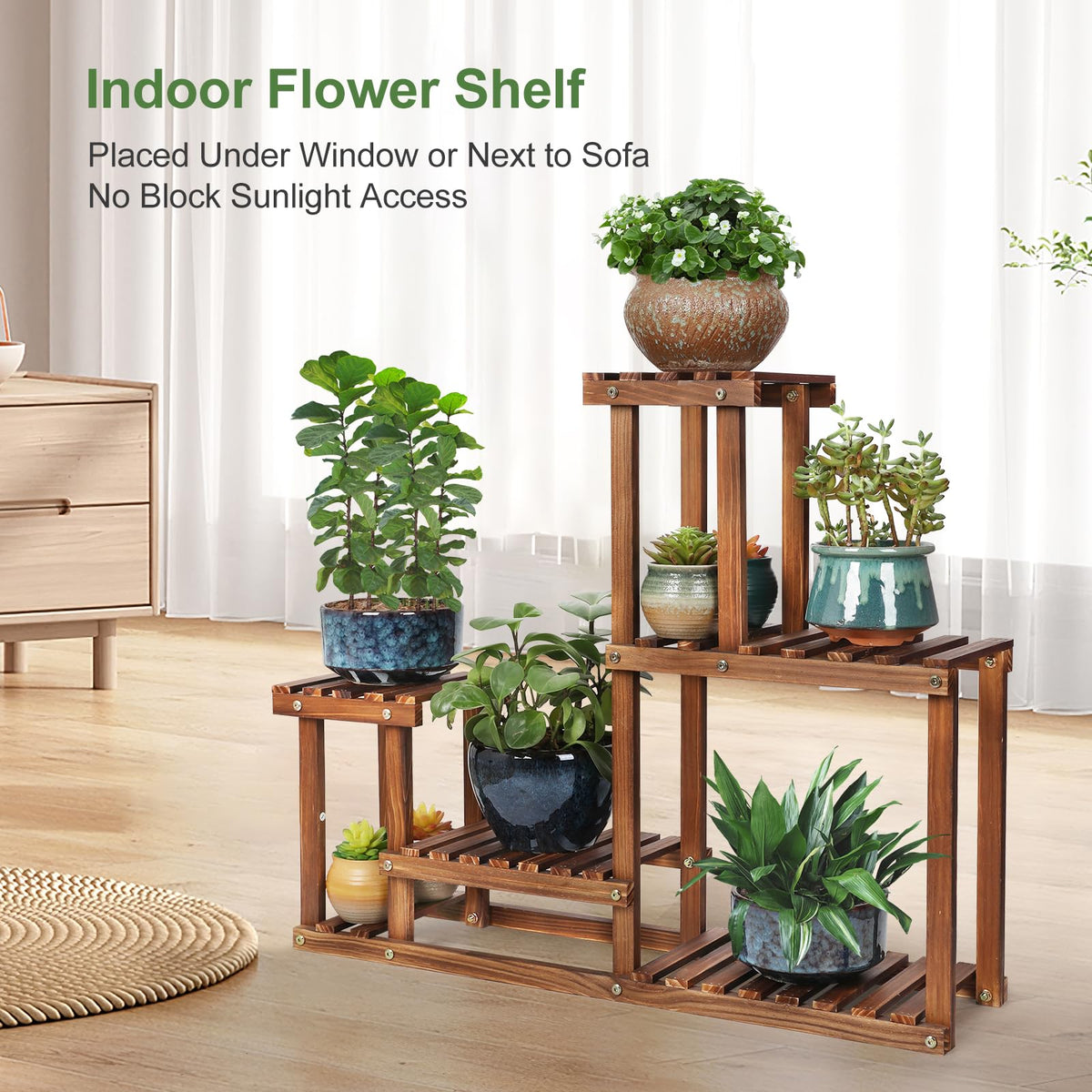 COOGOU plant stand in living room adds space-saving decor