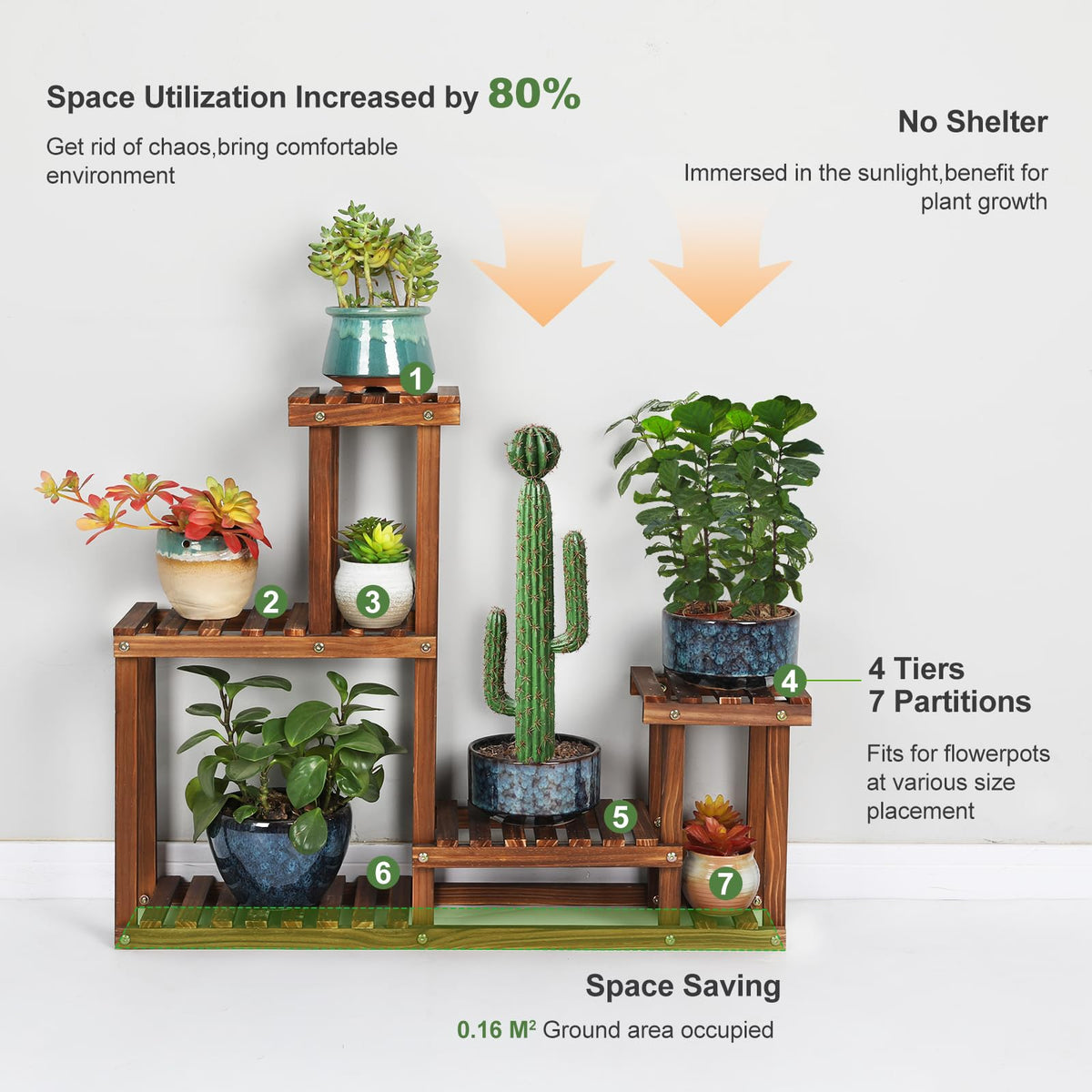 COOGOU pine wood plant stand outdoors suitable for balcony or patio display